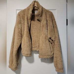 Sunday Best Brown Teddy Zip Up, Size Medium